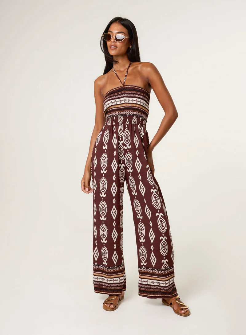 بلو فانيلا Ethnic Print Strapless Elasticated Jumpsuit